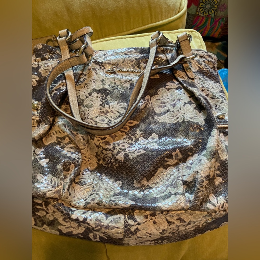 B. Makowsky  Grey and Cream Floral Bag
